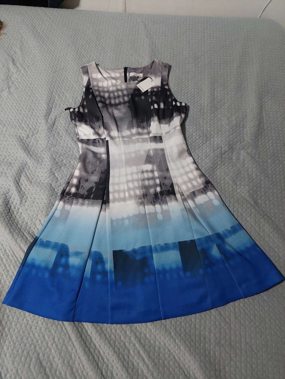 Calvin Klein Women's Blue Ombre & Black Fit-and-Flare Dress